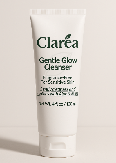 Clarea Gentle Glow Cleanser tube on a light background